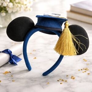 Disney Blue and Black Ears Headband with Gold Embroidery CO 2025